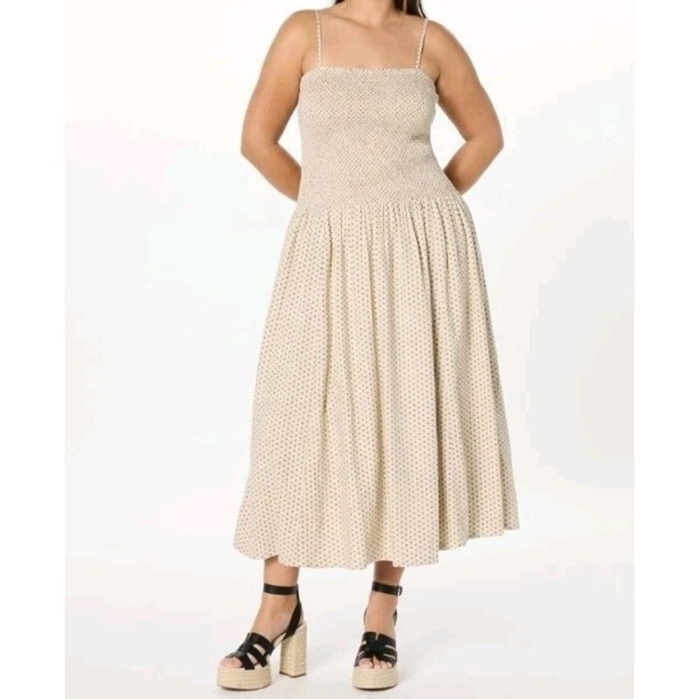 NWT Women's The Drop Florencia Smoked Bodice Dress Polka Dot Summer Beach Fun